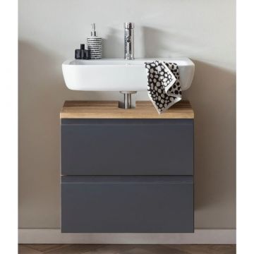 Varese meuble lavabo | 60 x 47 x 56 cm | Wotan Oak / Grey