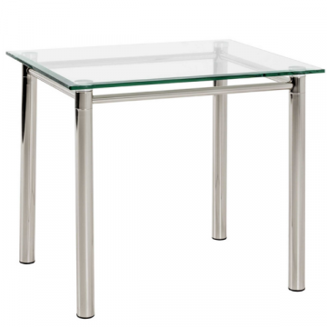 Table d'appoint Heiko 60x50cm, grande - verre/chrome