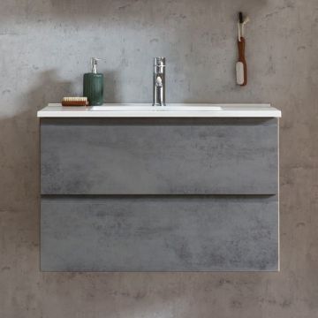 Meuble lavabo Varese | 80 x 47 x 56 cm | Wotan Oak / Concrete design