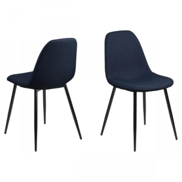 Chaise de salle à manger - bleu foncé/noir 