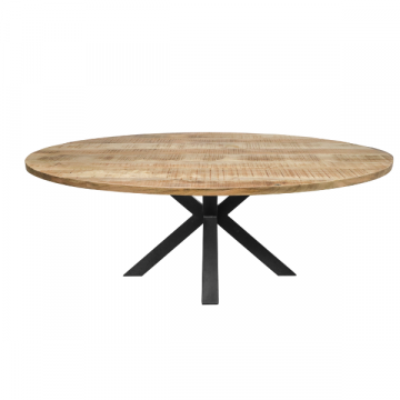 Table à manger Regina ovale 220x100cm - bois de manguier/noir