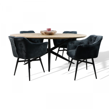 Table de salle à manger Luzern 200x100cm bois d'acacia - naturel/noir