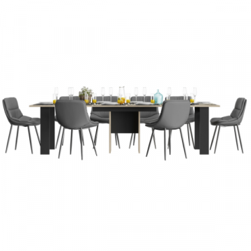 Table à manger extensible Exan 160/295x80cm - noir/décor de chêne