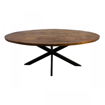Table à manger Geraldton ovale 220x100cm bois de mangue-naturel/noir
