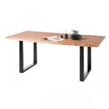 Table à manger Indra rectangle 180x90cm-plateau acacia et des pieds noirs