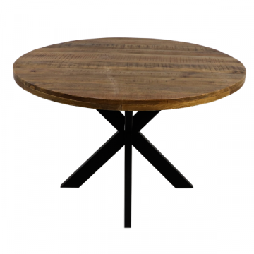 Table à manger Geraldton 120cm rond bois de manguier - naturel/noir