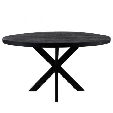Table à manger Geraldton 140cm ronde bois de manguier - noir
