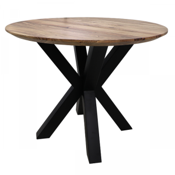 Table à manger Luzern rond 100cm bois d'acacia-naturel/noir