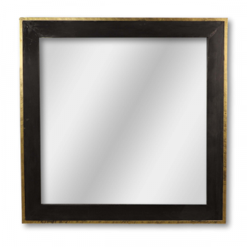 Miroir Aurelie 90x90cm bois teck - noir/or