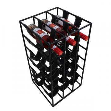 Casier à vin Pinot 18 bouteilles cuir artificiel et métal - noir