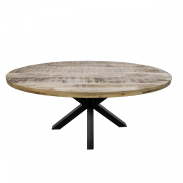 Table de salle à manger Regina 180x100cm ovale bois de manguier - naturel/noir