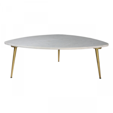 Table de salon Chandler 90x60cm marbre - blanc/or