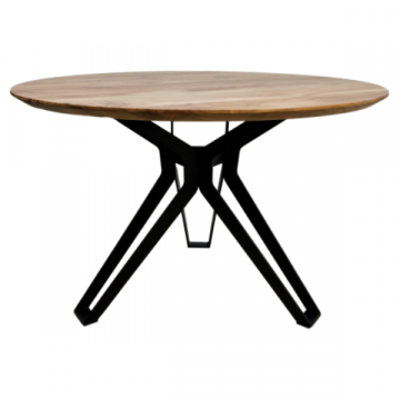 Table de salle à manger Veneto Ø140cm bois d'acacia - naturel/noir
