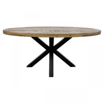 Table à manger Regina ovale 220x110cm bois de mangue-naturel/noir