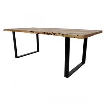 Table à manger SoHo 300x100cm tronc d'arbre/cadre en U-acacia/fer