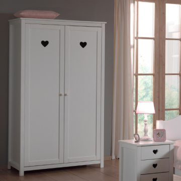 Armoire Amori filles - avec 2 portes - blanc