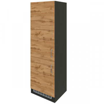 Armoire de cuisine pour réfrigérateur et congélateur - chêne/graphite