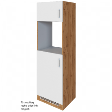 Armoire de cuisine pour réfrigérateur et four Sorrella 2 portes - blanc/chêne