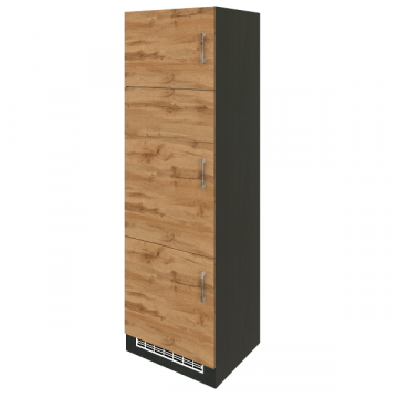 Armoire de cuisine pour réfrigérateur Sorrella 60cm 3 portes - chêne/graphite
