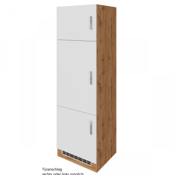 Armoire de cuisine pour réfrigérateur Sorrella 60cm 3 portes - blanc/chêne