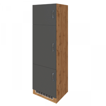 Armoire de cuisine pour réfrigérateur Sorrella 60cm 3 portes - anthracite/chêne