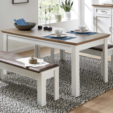 Table extensible Samine 90x160/220 - blanc/chêne