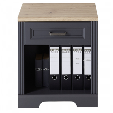 Armoire de bureau Samine avec tiroir de rangement - graphite/chêne