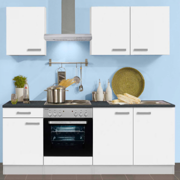 Kitchenette Bistrot 210 cm avec espace pour cuisinière encastrée avec four-blanc