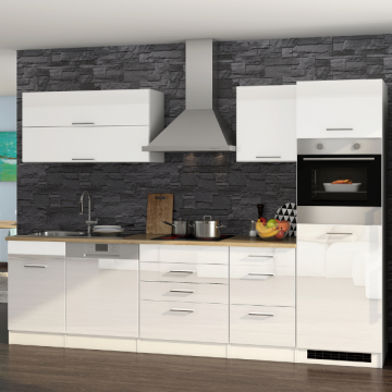 Kitchenette Ragnar 300cm avec espace pour réfrigérateur, four et lave-vaisselle - anthracite blanc