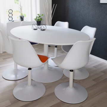 Table à manger ovale Harmony 160x110 cm-blanc