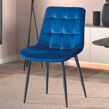 Chaise de salle à manger Tanja-velours bleu