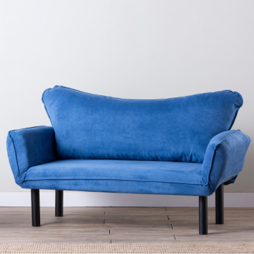 Canapé-lit 2 places" | Confort et style | Structure en métal | Tissu facile à nettoyer | Bleu
