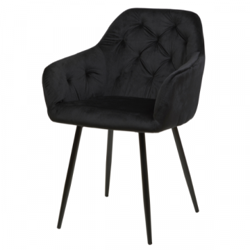 Chaise coquille Percy velours - noir