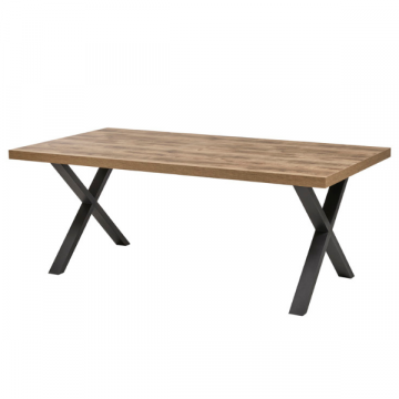 Table à manger Orla 170 cm rectangle avec des pieds en X-bois de mangue/noir