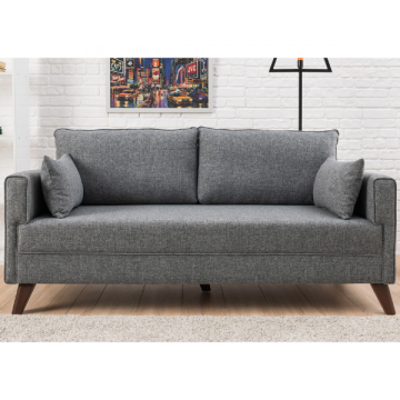Canapé 2 places confortable et élégant | Gris, structure bois/MDF