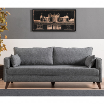 Canapé 3 places confortable en gris : design élégant et tissu facile à nettoyer