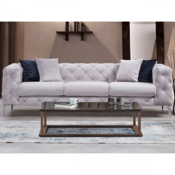 Canapé 3 places confortable | Design élégant | Structure en bois de hêtre | Tissu 100% polyester