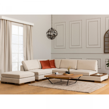 Canapé d'angle confortable et élégant | Beige | 193x313x97cm
