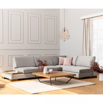 Comfort and Style" | Canapé d'angle 313x193 cm | Structure en bois de hêtre | Gris clair