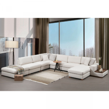 Canapé d'angle Ultimate Comfort | Design élégant | Structure en bois de hêtre | Tissu 100% polyester | Beige