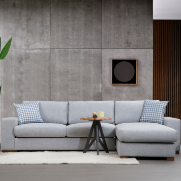 Canapé d'angle" | Confort et Design | Structure en bois de hêtre | Tissu 100% polyester | Gris clair