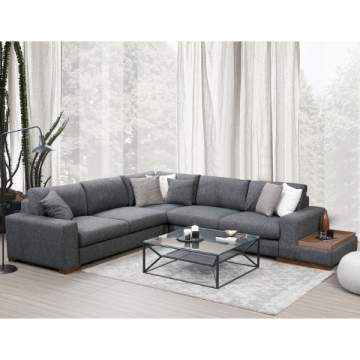 Canapé d'angle confortable et élégant | Structure en bois de hêtre, tissu polyester | 282x323cm