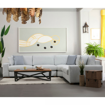 Canapé d'angle confortable et élégant | Structure en bois de hêtre, tissu polyester | 282x322cm | Couleur beige