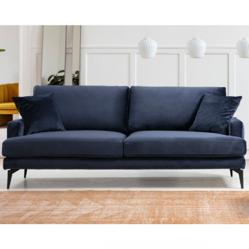 Canapé 3 places" pour un confort optimal | Bleu marine | 205x90x88cm