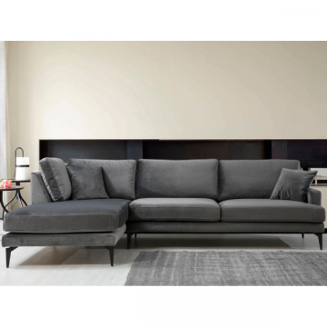 Canapé d'angle confortable et élégant - Anthracite, cadre en hêtre, 283 x 180 cm