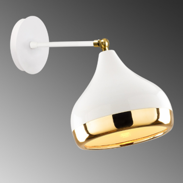 Opviq Wall Lamp | Metal Body 17x28cm | E27 Socket | White Gold