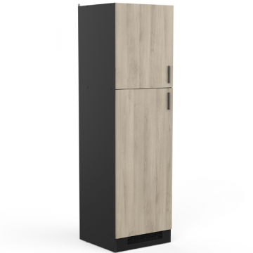 Armoire de cuisine pour réfrigérateur Romanie 60 cm 2 portes tournantes et 2 étagères-chêne Kronberg/noir mat