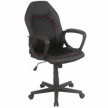 Chaise de bureau Anuna-noir mat/rouge