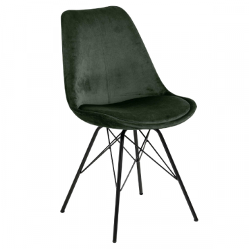 Chaise coquille Irma en velours - vert forêt/noir