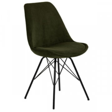 Chaise coquille Irma en velours - vert olive